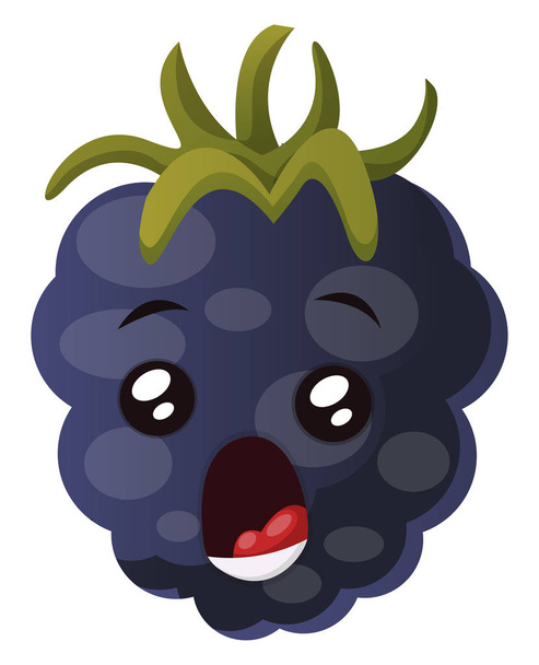 Mulberry monster met mond wijd open illustratie vector op WHI - Vector, afbeelding