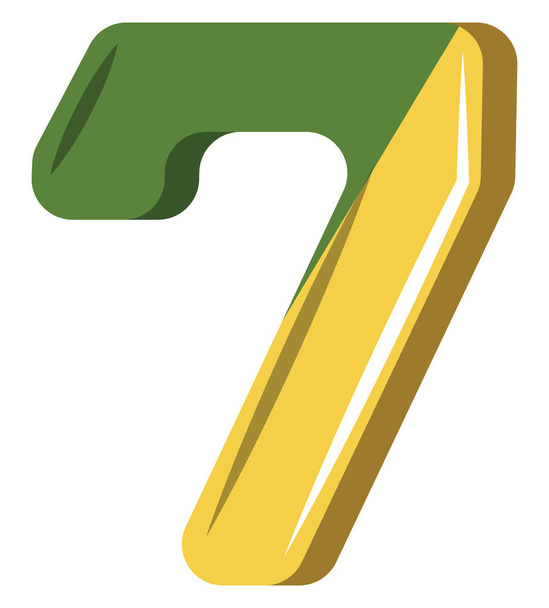 Cyfra siedem w zielony i żółty ilustracja wektor u biały ba - Wektor, obraz