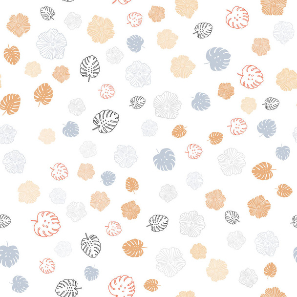 Light Blue, Red vector seamless natural pattern with leaves, flowers. - Vector, Imagen