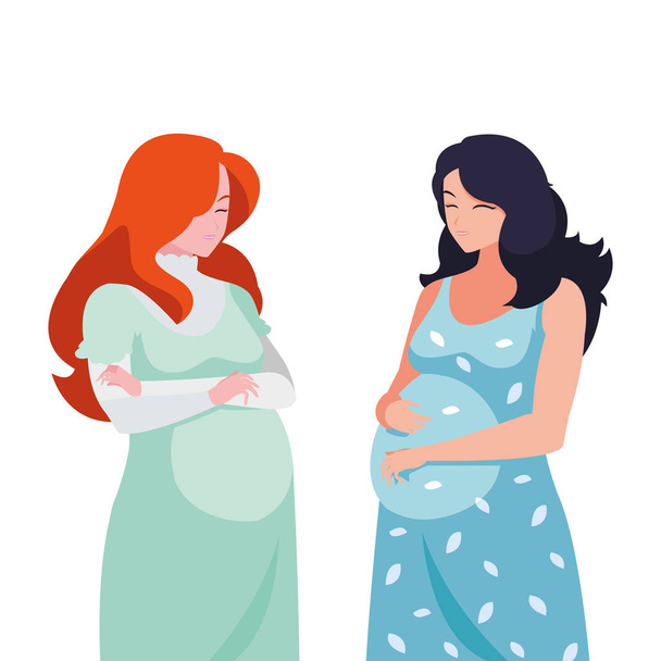 casal de belas mulheres grávidas personagens
 - Vetor, Imagem