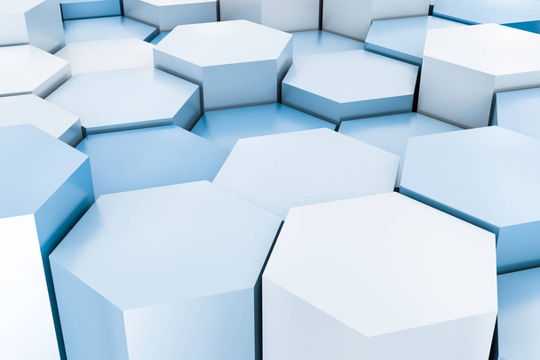 3d rendering, white hexagon cubes. - Фото, зображення
