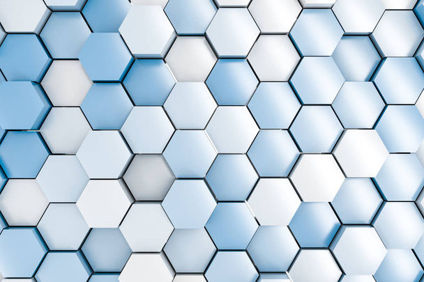 3d rendering, white hexagon cubes. - Photo, Image