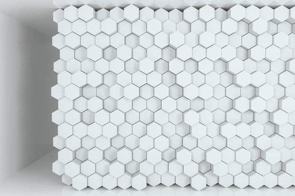 3D рендеринг, кубики белого шестиугольника
. - Фото, изображение