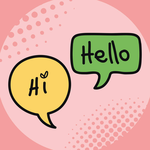 two speech bubbles drawn with hi and hello message - Vector, Image