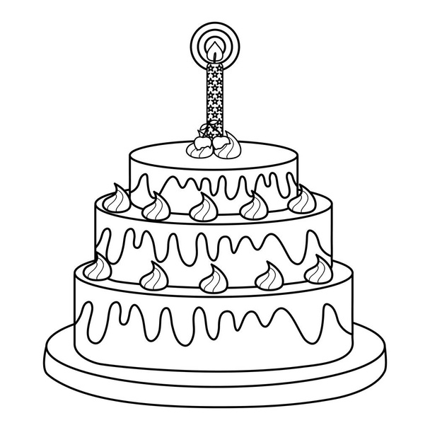 deliziosa torta dolce con una candela
 - Vettoriali, immagini