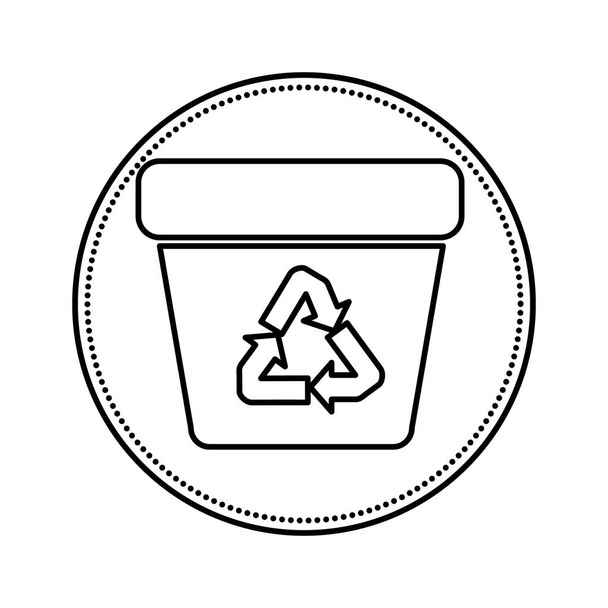 vuilnis pot met recycle pijlen symbool - Vector, afbeelding
