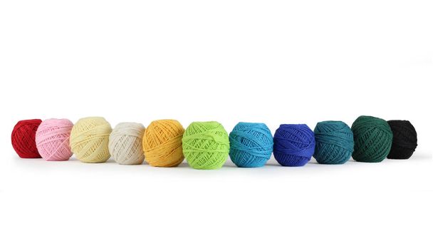 Colorful yarn for knitting on White background - Photo, Image