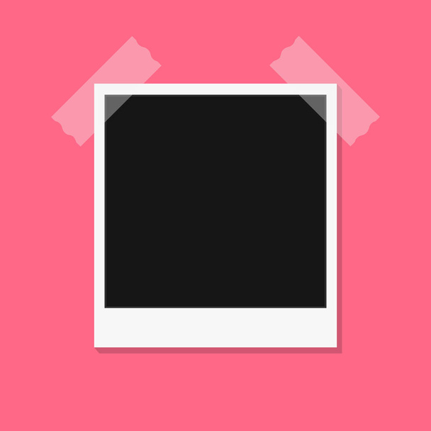 Black and white photo frames isolated on pink. Vintage style. Vector illustration - Vector, Image