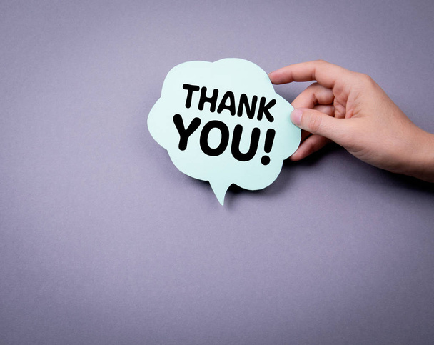 Thank You. Speech bubble on a gray background - Photo, Image