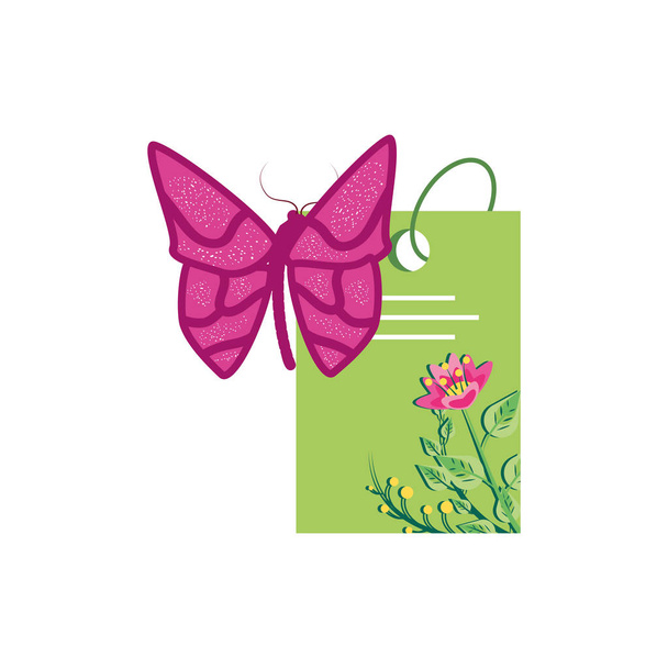 tag avec des fleurs et beau papillon
 - Vecteur, image