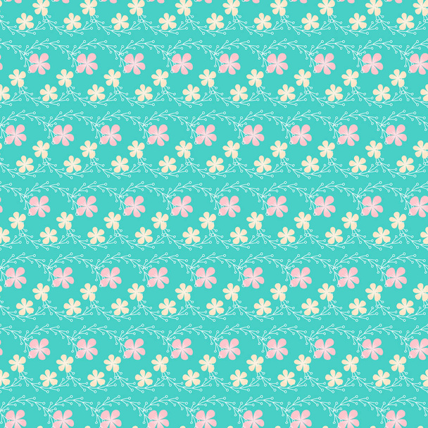 Simple seamless floral vector pattern in bright colors - Vector, Imagen