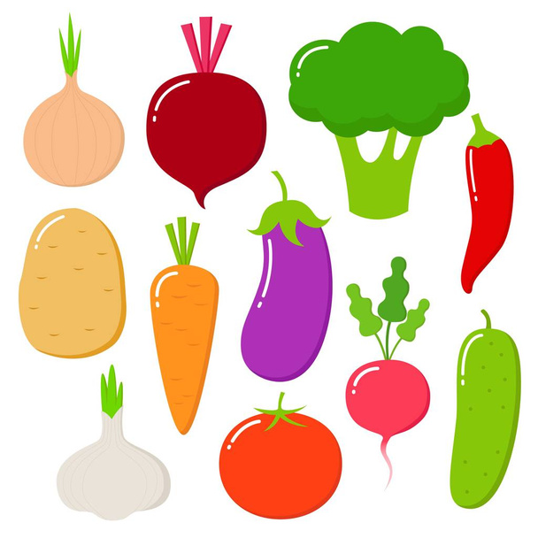 Zöldség-vektor egészséges táplálkozás a vegetably paradicsompaprika és sárgarépa a vegetáriánusok eszik ökológiai élelmiszer élelmiszerbolt illusztráció vegetált - Vektor, kép