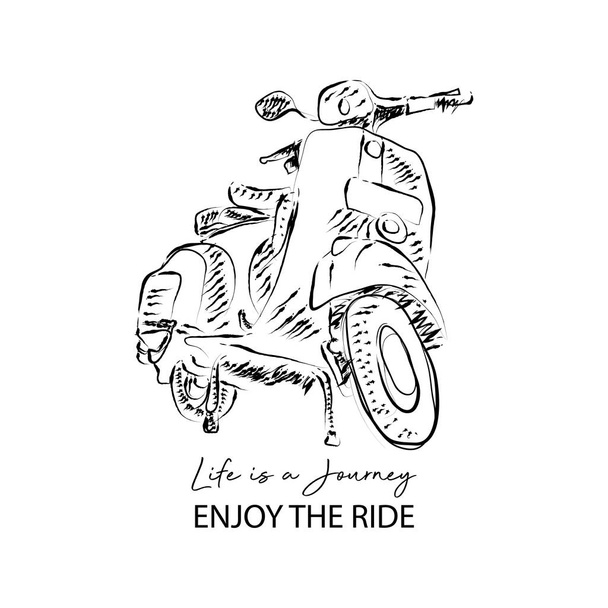 Het leven is een reis, geniet van de rit met scooter - Vector, afbeelding