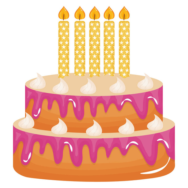 вкусный сладкий торт со свечами
 - Вектор,изображение