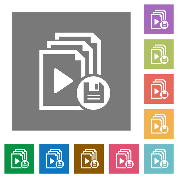 Save playlist square flat icons - Vector, Image