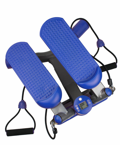 Isolated fitness machine, blue stepper on white background. Air stepper. - Photo, Image