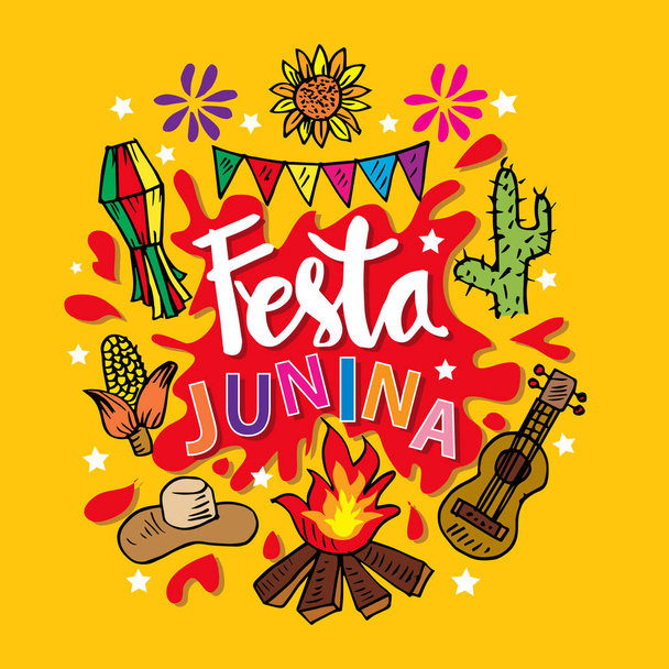 festa junina poster (brasilianisches juni festival) party dekoration. - Vektor, Bild