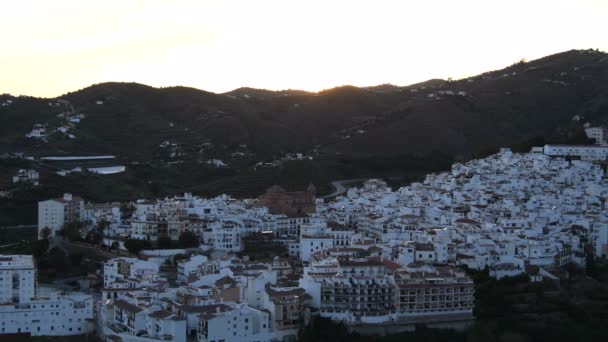 Panoramic view of the village of Andalusia, Torrox, Spain at crepuscule - Footage, Video
