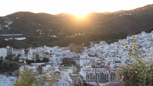 Panoramic view of Torrox village at sunset - Footage, Video