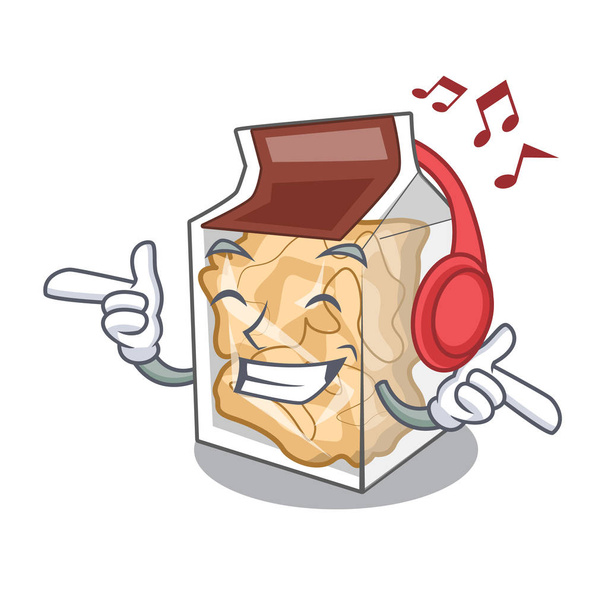 Listening music pork rinds in the mascot shape - Vector, Imagen