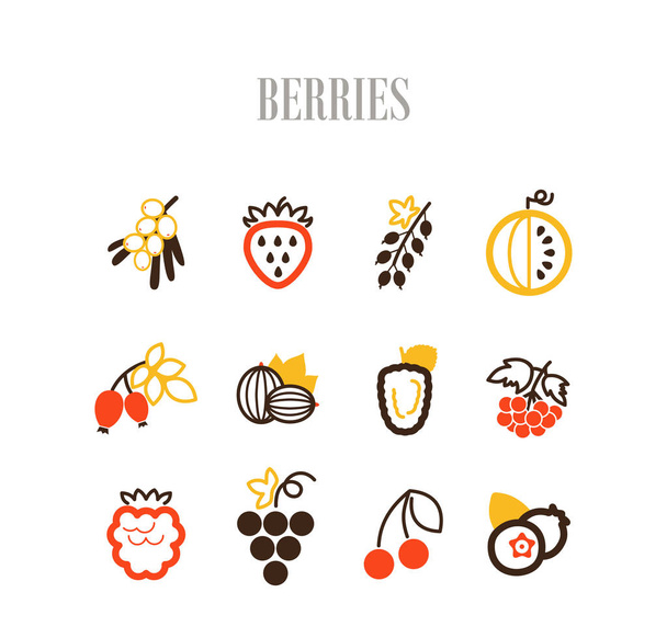 frische Beeren Symbole gesetzt - Vektor, Bild