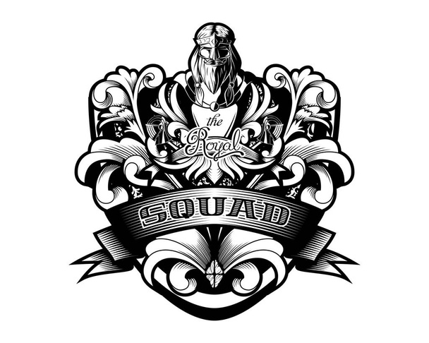 Koriste barokki Heraldry Shield "Royal Squad" Crest takki Arms
 - Vektori, kuva