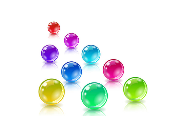 Three balls of different colors on a white background. Gradient mesh not used - Vektor, obrázek