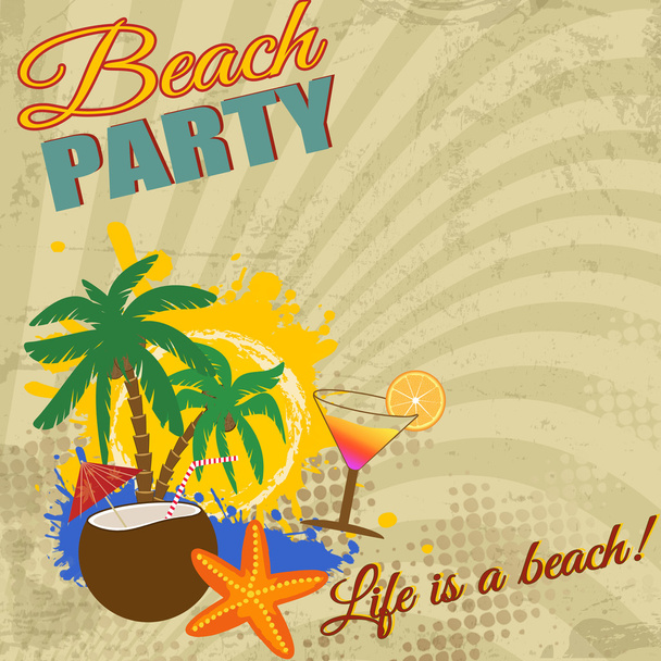 Vintage Beach Party - Vector, Image