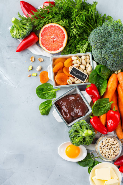 Nutrição alimentar limpa equilibrada, alimentos ricos em vitamina a
 - Foto, Imagem