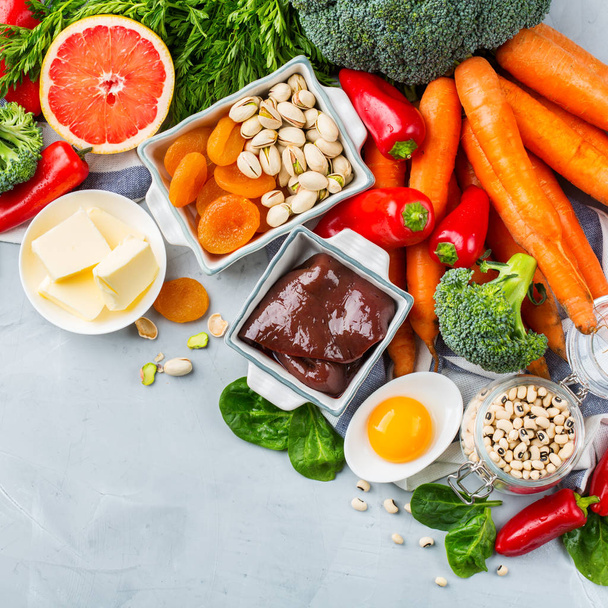 Vyvážené čisté stravování, potraviny bohaté na vitamín a - Fotografie, Obrázek