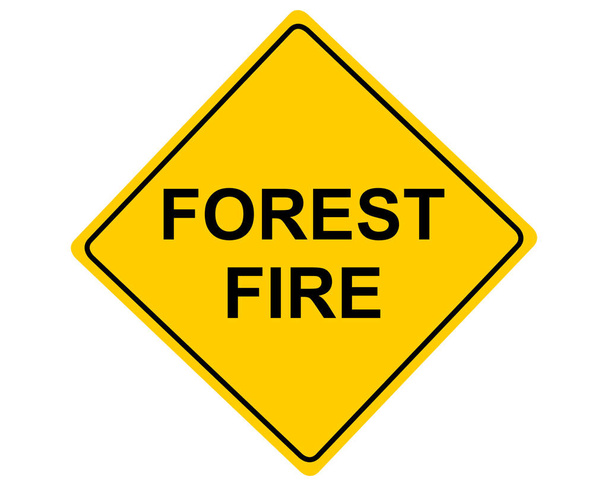 Znak drogowy Forest Fire na białym - Wektor, obraz