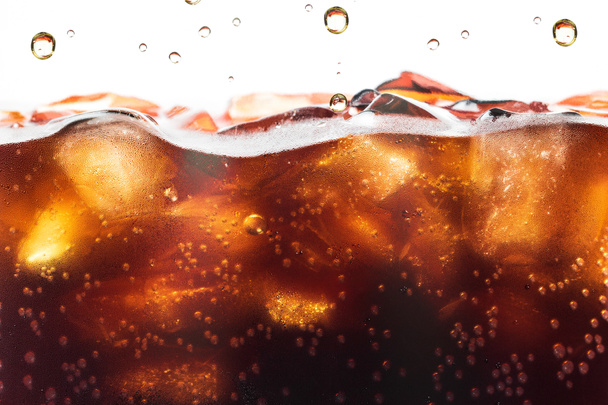 Cola Splashing background with soda bubble. Soft drink or Refreshment. - Photo, Image