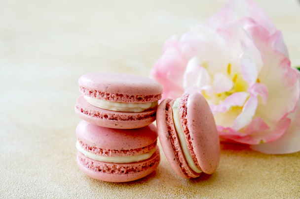 Beautiful composition with colorful macaroon cookies. - Foto, Imagen