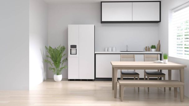 puhdas keittiö sisustus ruoanlaitto moderni ruoka ravintola 3d renderöinti valkoinen moderni design koti tausta kopioida tilaa
 - Valokuva, kuva