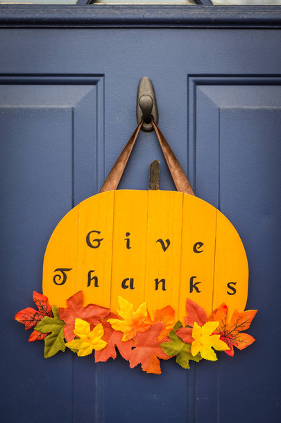 Homemade thanksgiving door decoration - Photo, Image