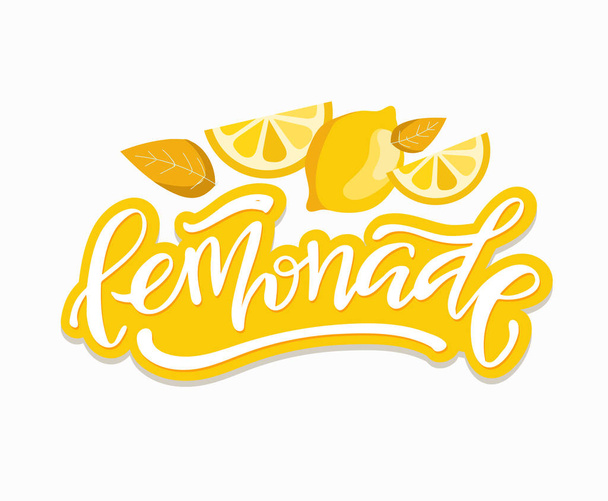 Μάρκα με λεμονάδα, χειροποίητα γράμματα με λεμόνι - Διάνυσμα, εικόνα