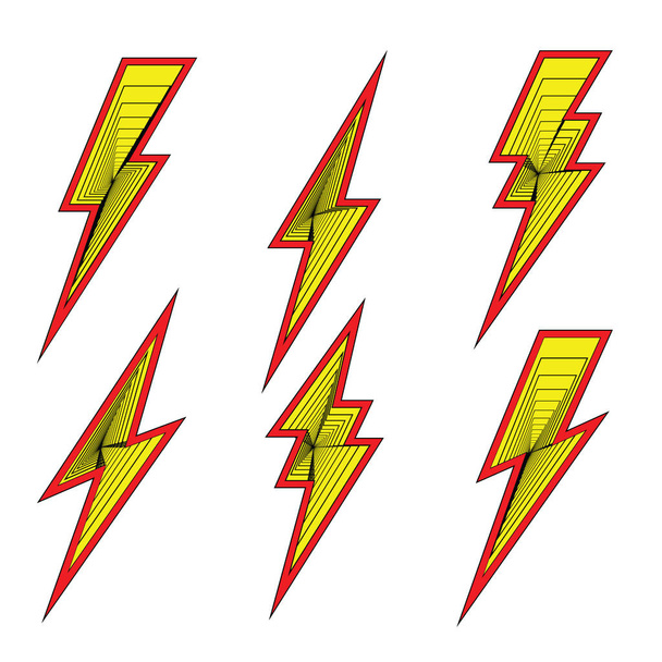 Lightning bolt Flash Icons Set vector. - Vector, Image