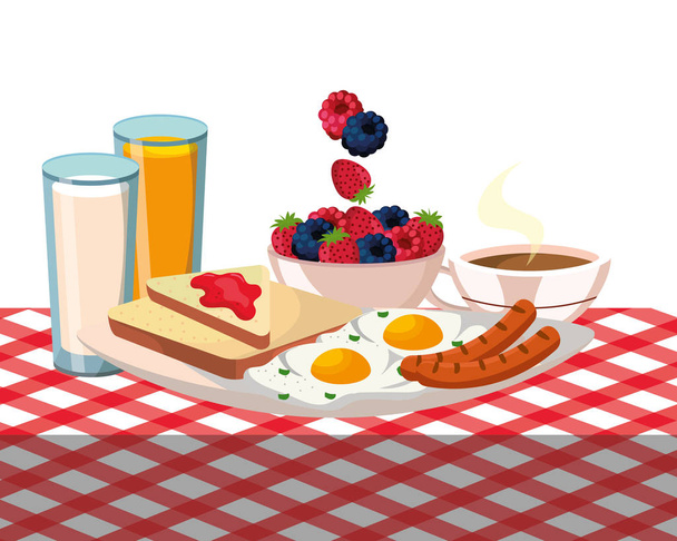 delicious tasty breakfast cartoon - Vektor, Bild