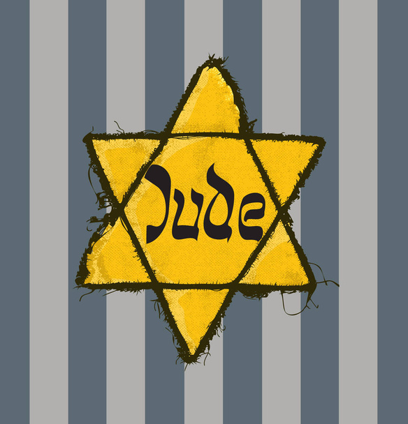 Jewish Yellow Star (Jude Star) illustration in flat design. - Vector, Image