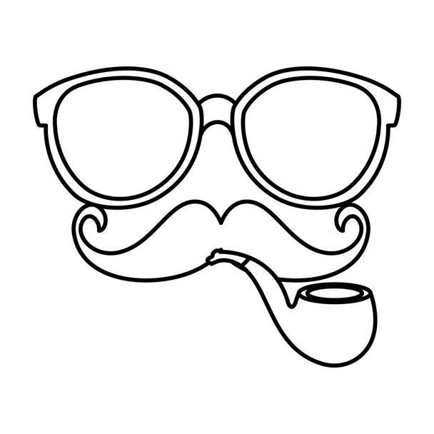 lunettes de soleil et moustache avec tuyau style hipster en bois
 - Vecteur, image