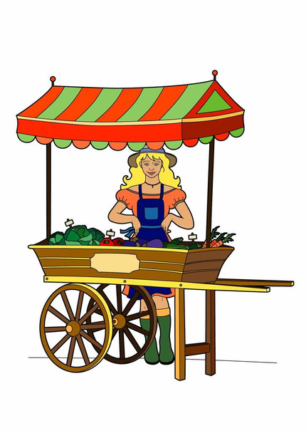 Vector illustration of a woman at market, file EPS 10 - Vector, Image