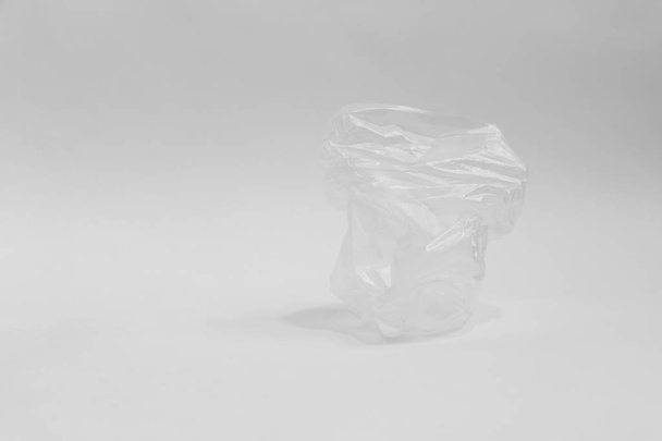 Transparent plastic bag on white background - Fotoğraf, Görsel