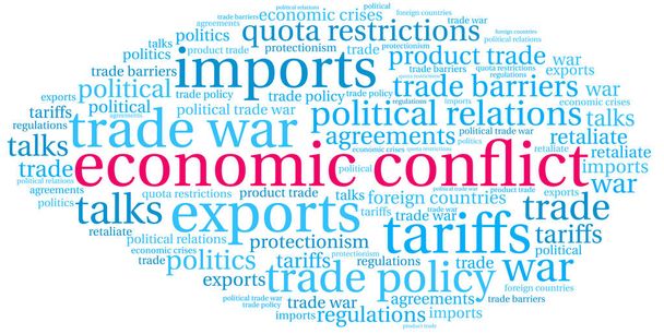 Економічні конфлікти слово хмара - Вектор, зображення