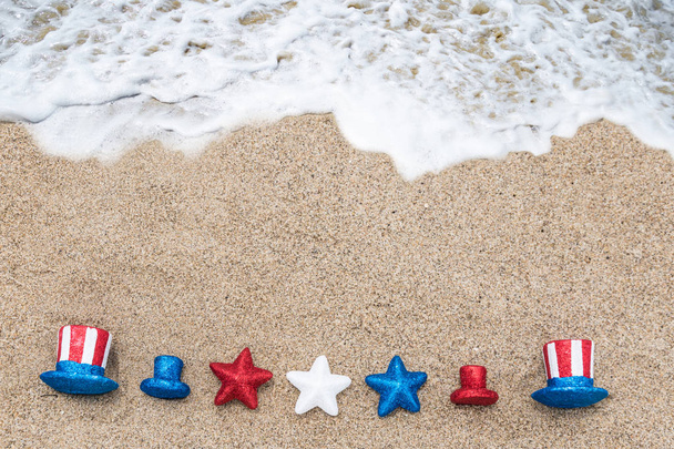 Patriotic USA background on the sandy beach - Foto, afbeelding