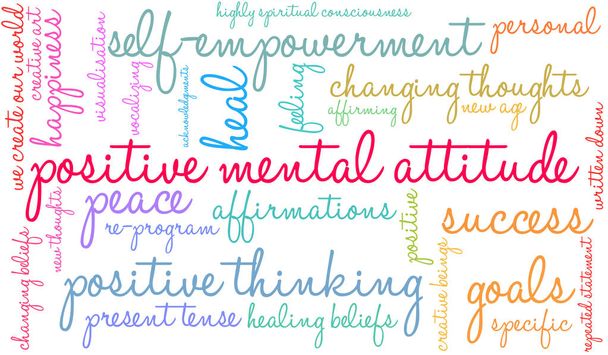 Atitude Mental Positiva Cérebro Word Cloud
 - Vetor, Imagem