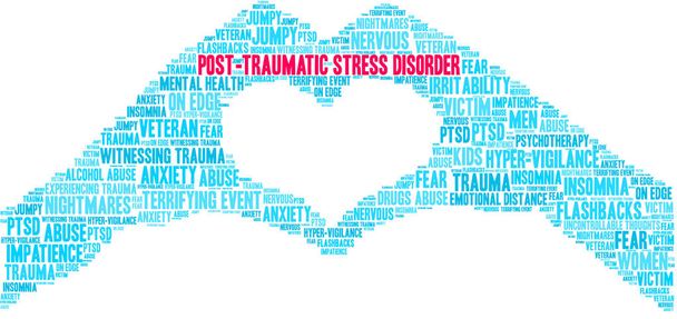 Posttraumatická stresová porucha mozku slovo mrak - Vektor, obrázek