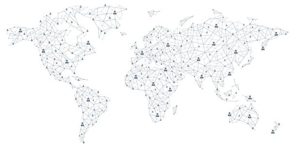 World Map - Global Human Connection - Vector, Image