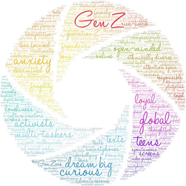 Gen Z Word Cloud - Vektor, kép