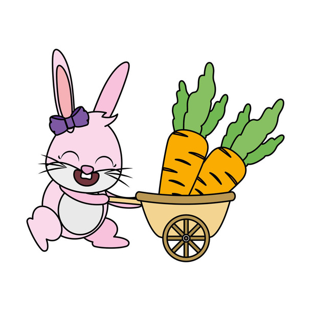 ベビーカーでかわいいウサギのニンジン - ベクター画像