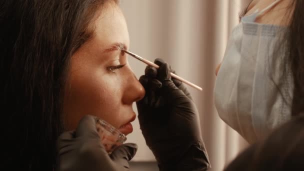Mujer aplica pintura en las cejas
 - Metraje, vídeo